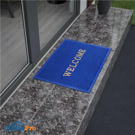 พรมเช็ดเท้าดักฝุ่น HOME LIVING STYLE WELCOME 50X70 ซม. สีน้ำเงิน_4