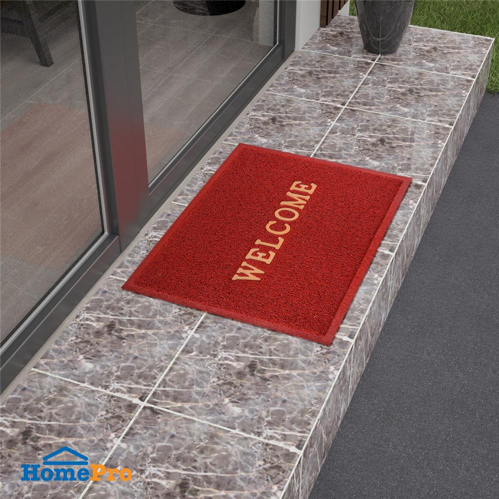 พรมเช็ดเท้าดักฝุ่น HOME LIVING STYLE WELCOME 50X70 ซม. สีแดง