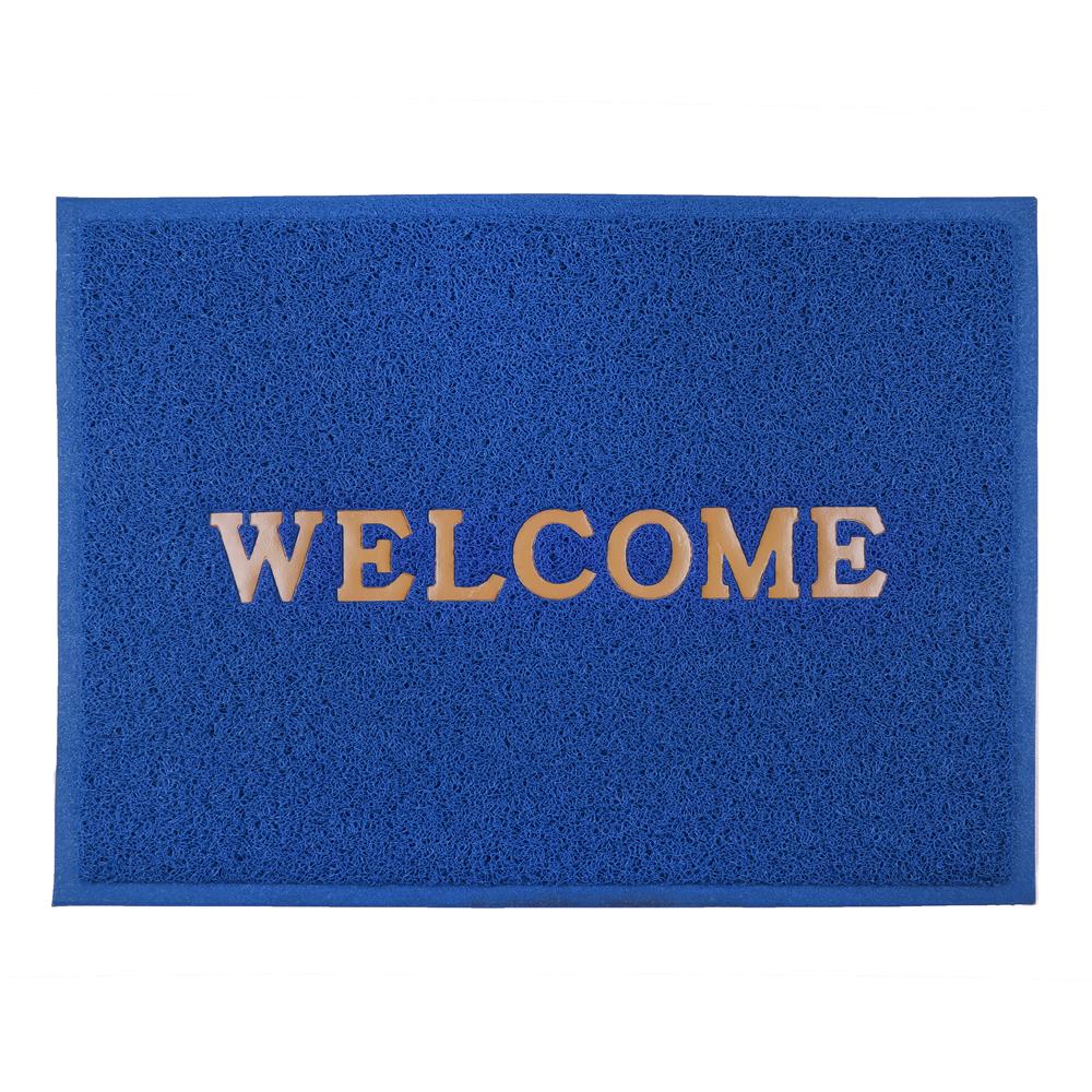 พรมเช็ดเท้าดักฝุ่น HOME LIVING STYLE WELCOME 60X80 ซม. สีน้ำเงิน