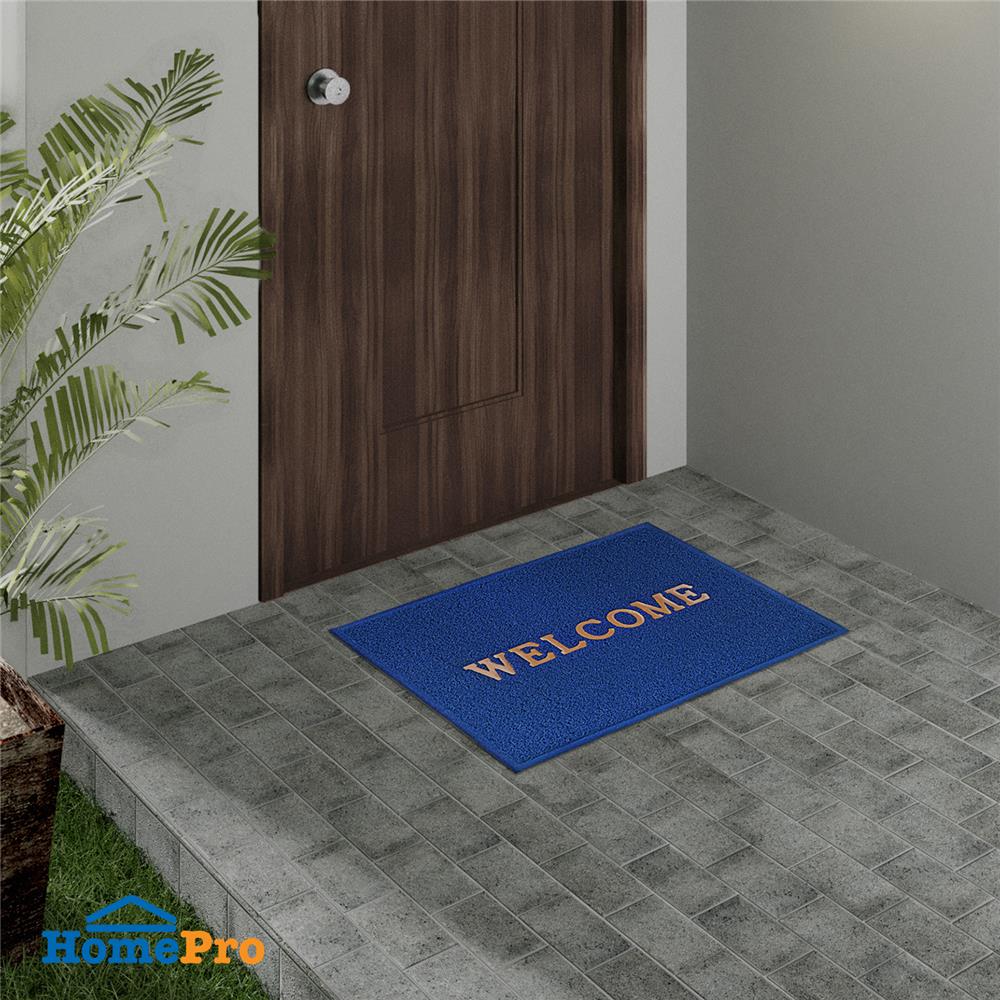 พรมเช็ดเท้าดักฝุ่น HOME LIVING STYLE WELCOME 60X80 ซม. สีน้ำเงิน