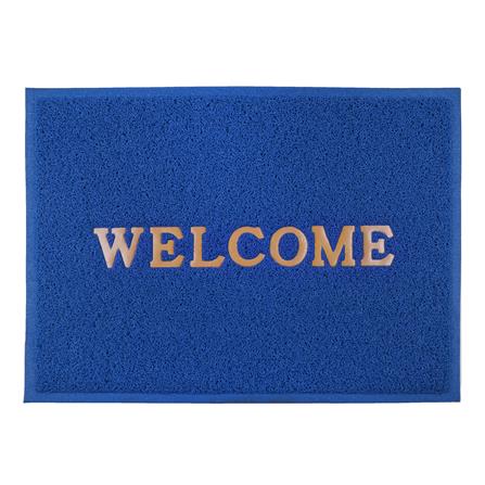 พรมเช็ดเท้าดักฝุ่น HOME LIVING STYLE WELCOME 60X80 ซม. สีน้ำเงิน