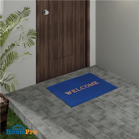 พรมเช็ดเท้าดักฝุ่น HOME LIVING STYLE WELCOME 60X80 ซม. สีน้ำเงิน_4