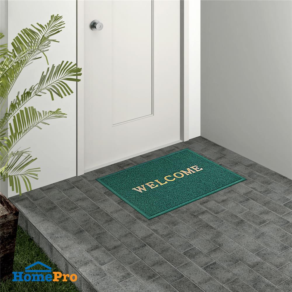 พรมเช็ดเท้าดักฝุ่น HOME LIVING STYLE WELCOME 60X80 ซม. สีเขียว