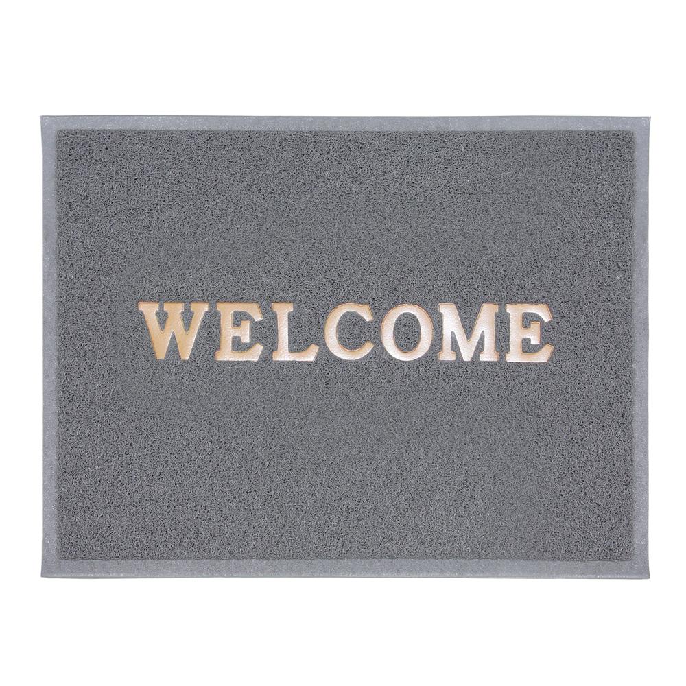 พรมเช็ดเท้าดักฝุ่น HOME LIVING STYLE WELCOME 60X80 ซม. สีเทา