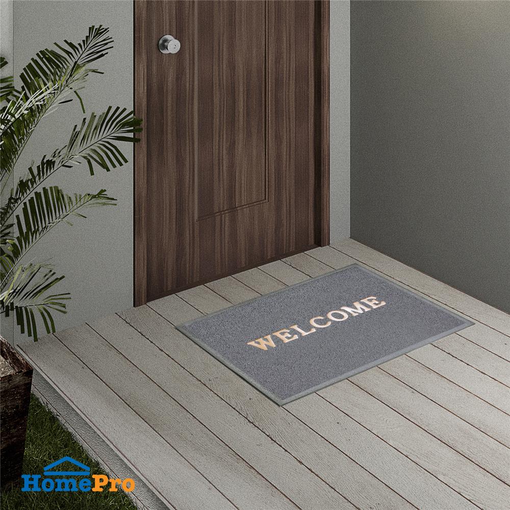 พรมเช็ดเท้าดักฝุ่น HOME LIVING STYLE WELCOME 60X80 ซม. สีเทา