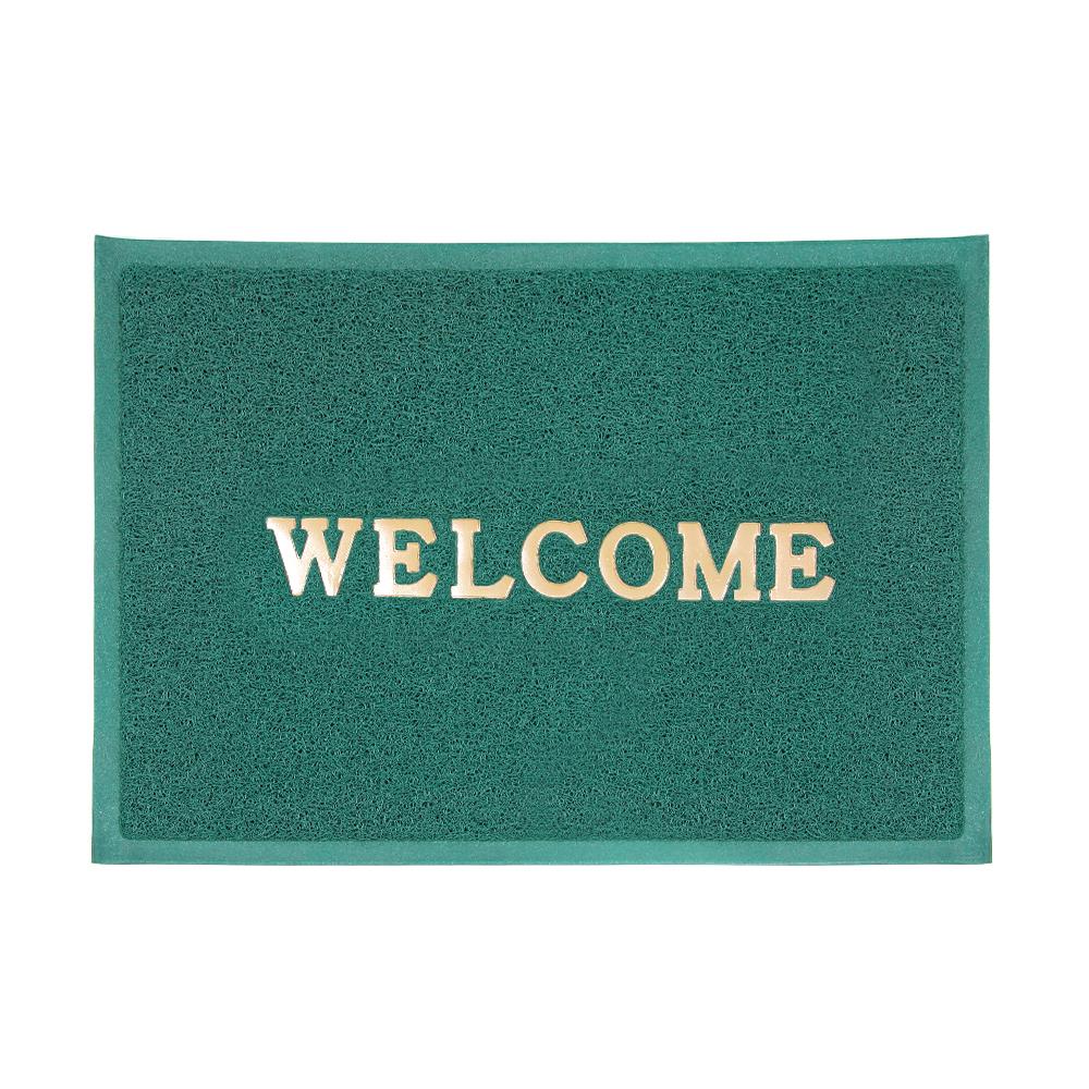 พรมเช็ดเท้าดักฝุ่น HOME LIVING STYLE WELCOME 50X70 ซม. สีเขียว