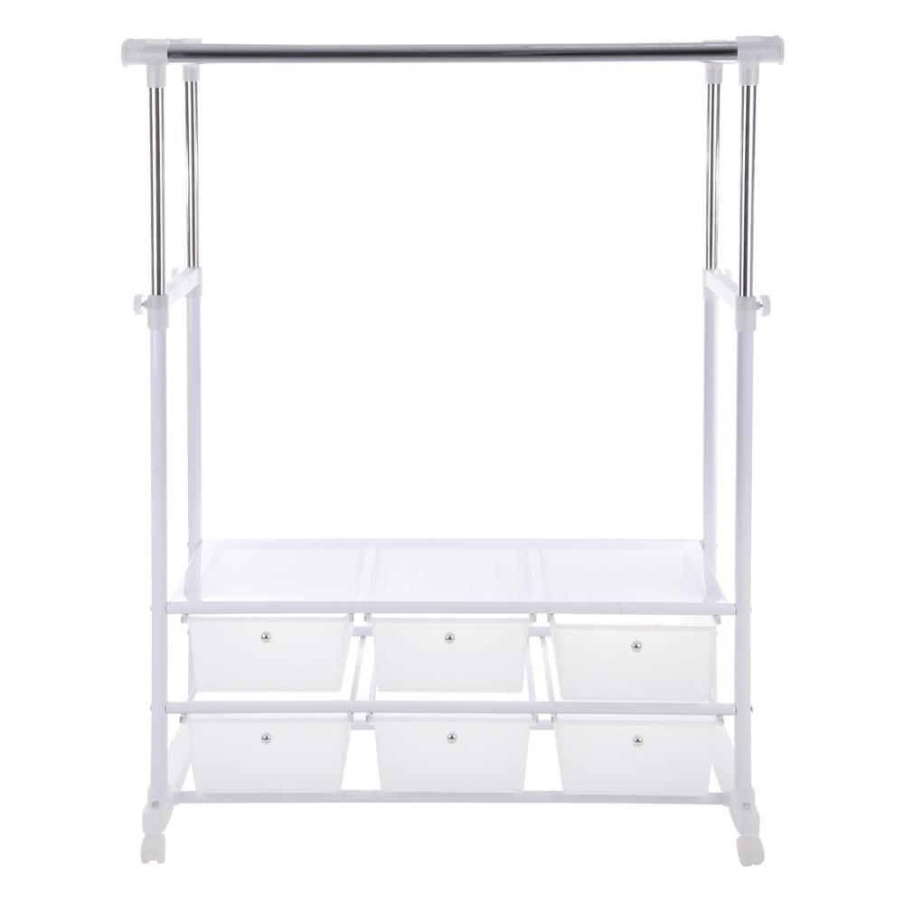 ราวแขวนผ้า 6 ลิ้นชัก ปรับระดับ PLIM 150x47x165 ซม. สีขาว