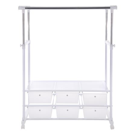 ราวแขวนผ้า 6 ลิ้นชัก ปรับระดับ PLIM 150x47x165 ซม. สีขาว_1