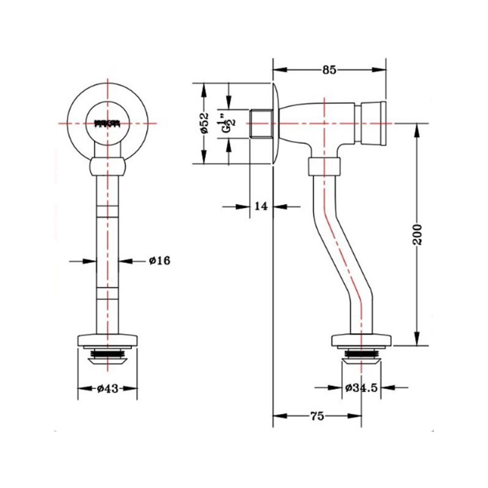 ฟลัชวาล์วโถปัสสาวะชายท่อโค้ง KARAT BAP9-50