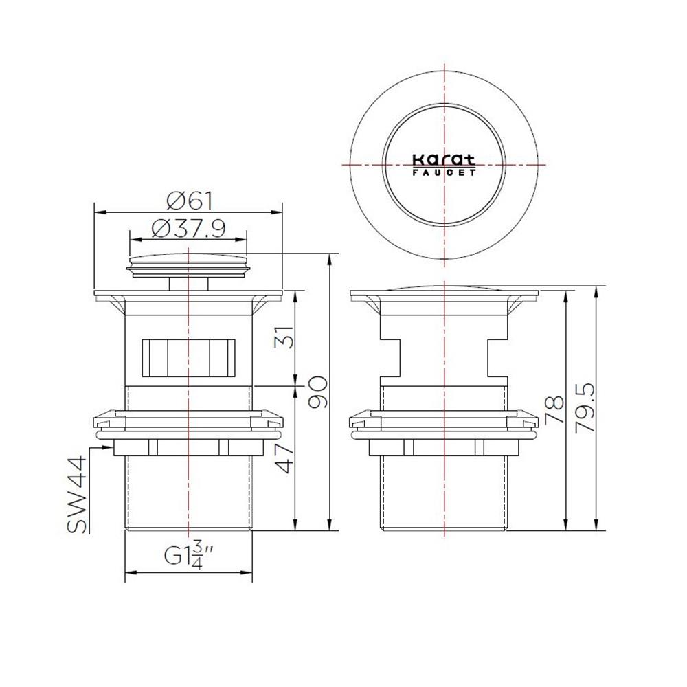 สะดืออ่างล้างหน้าแบบกด KARAT BAD5-50