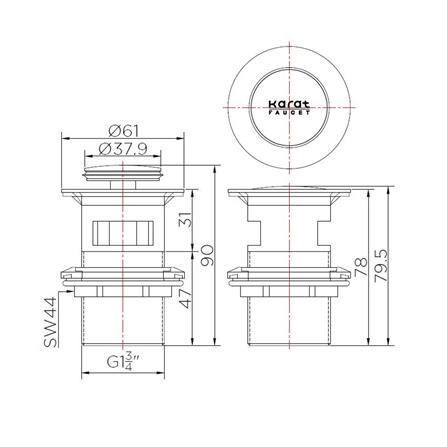 สะดืออ่างล้างหน้าแบบกด KARAT BAD5-50_1