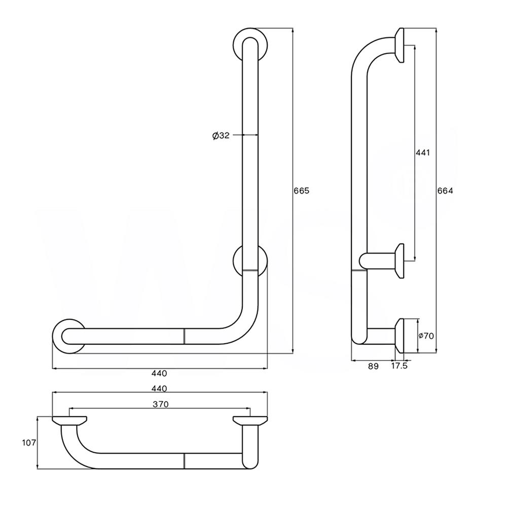 ราวมือจับกันลื่น ตัว L GB-6327-2B L-R