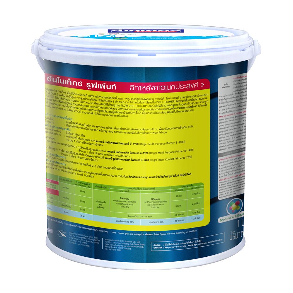 สีทาหลังคา ชนิดกึ่งเงา BEGER SYNOTEX 3011 สีเทาคลาสสิก 1 แกลลอน
