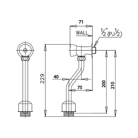 ฟลัชวาล์วโถปัสสาวะชายท่อโค้ง COTTO CT472SL(HM)_1