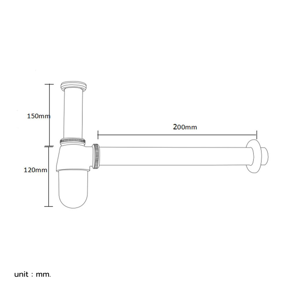 ท่อน้ำทิ้งอ่างล้างหน้ากระปุก RASLAND P8008A 20 ซม.