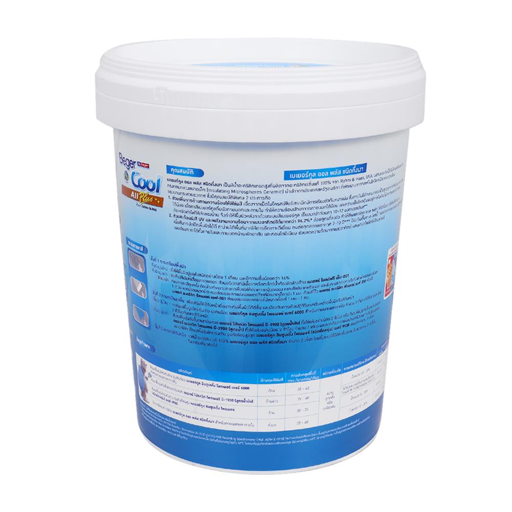 สีน้ำทาภายนอก ชนิดกึ่งเงา BEGERCOOL ALL PLUS 4400 สีขาว 5 แกลลอน