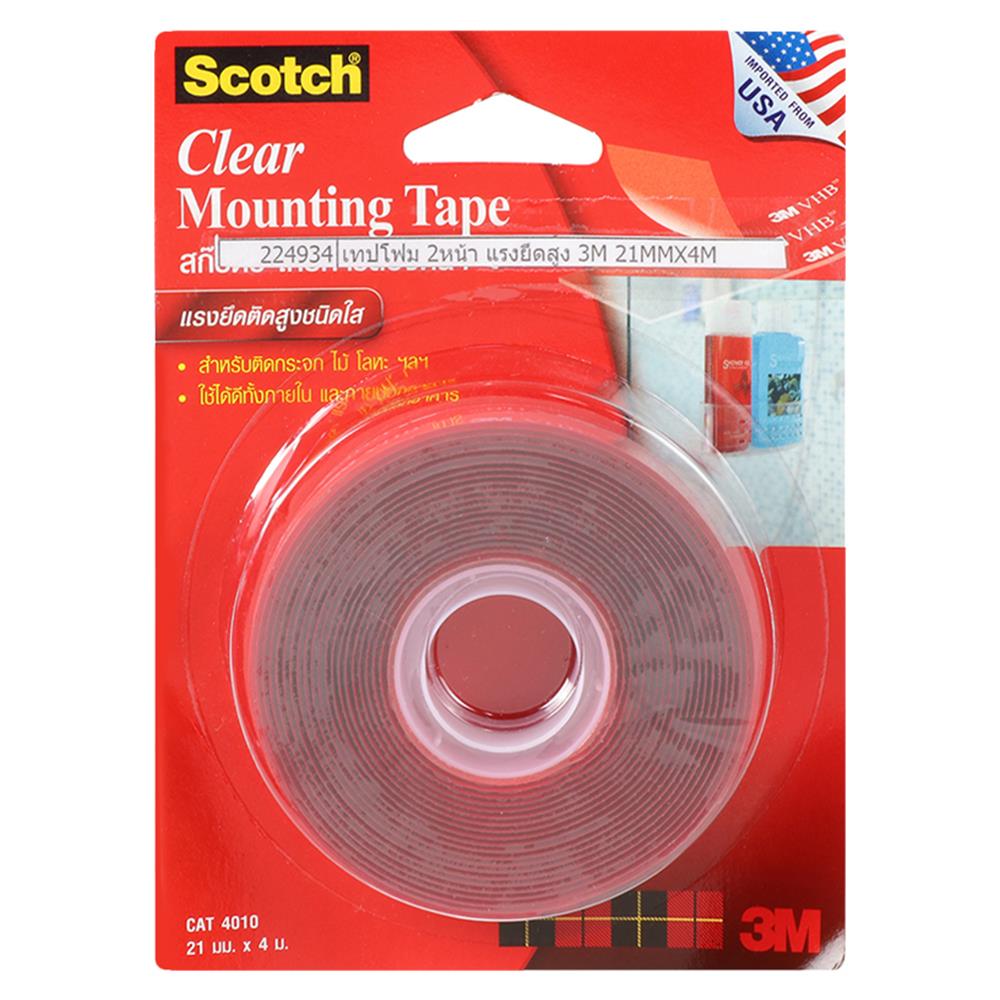 เทปกาว 2 หน้า แรงยึดติดสูงชนิดใส 3M 21 มม. x 4 ม.