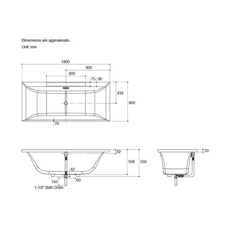 อ่างอาบน้ำ 180 ซม. KOHLER K-1704X-1P-0  สีขาว_1