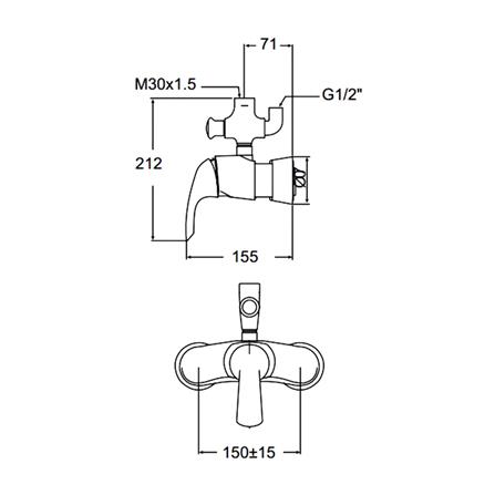 ก๊อกผสมยืนอาบ AMERICAN STANDARD A-2191-310B_1