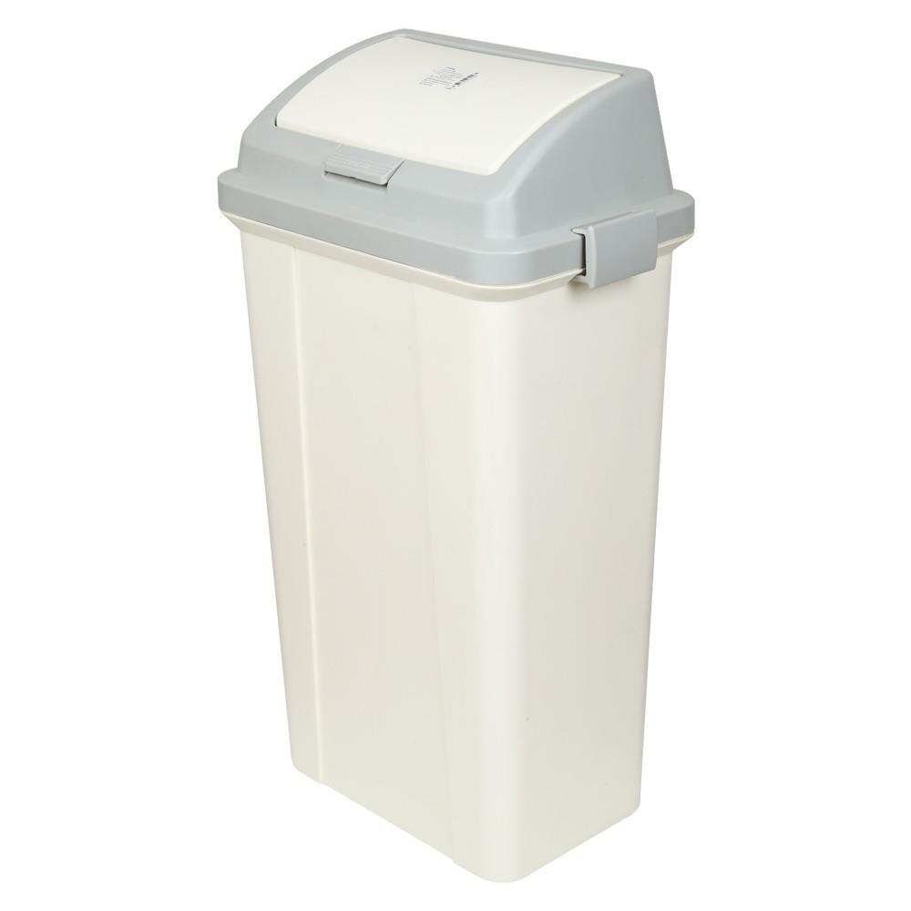 ถังขยะเหลี่ยม หน้าแคบ ฝากดสปริง PN 45L สีขาว/เทา