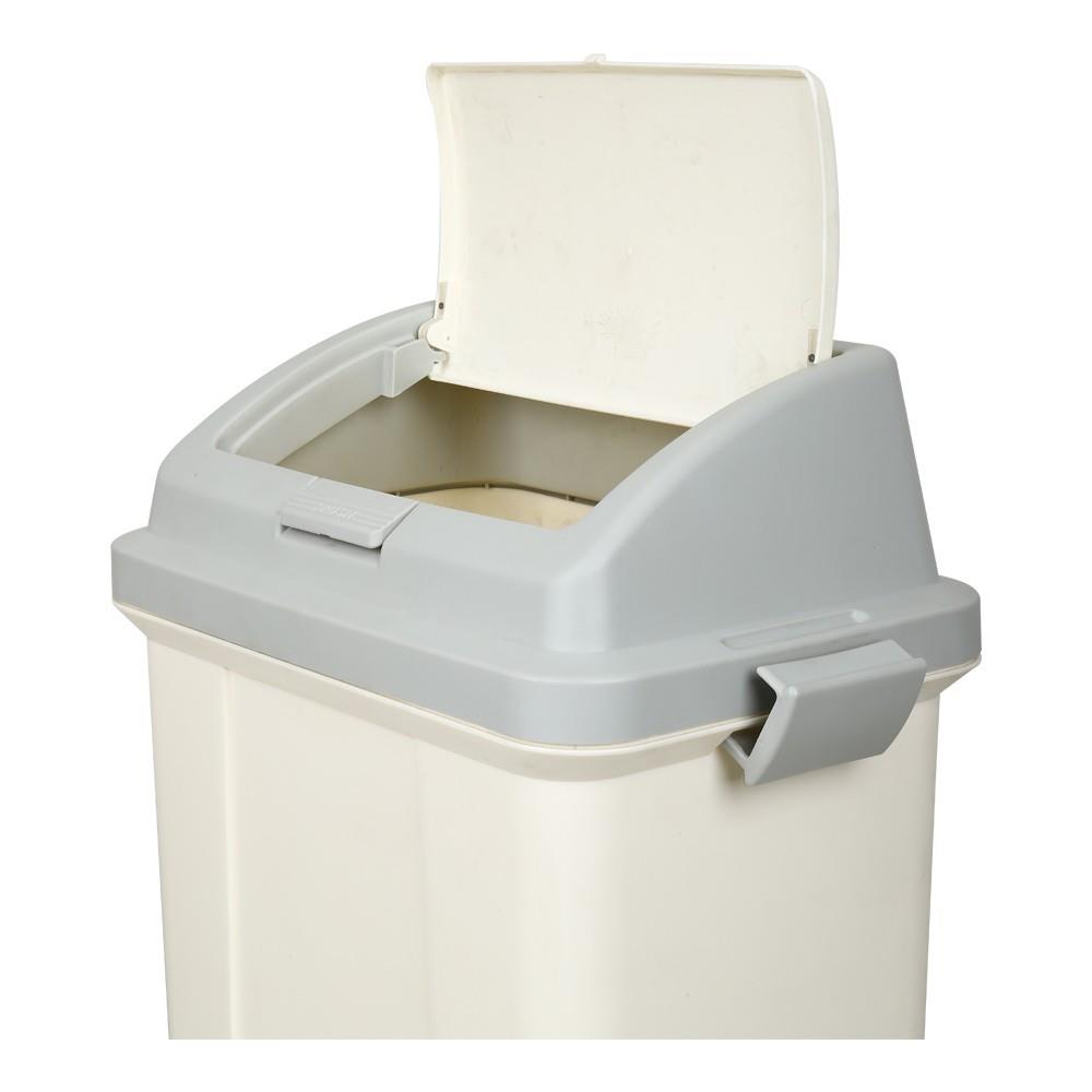 ถังขยะเหลี่ยม หน้าแคบ ฝากดสปริง PN 45L สีขาว/เทา