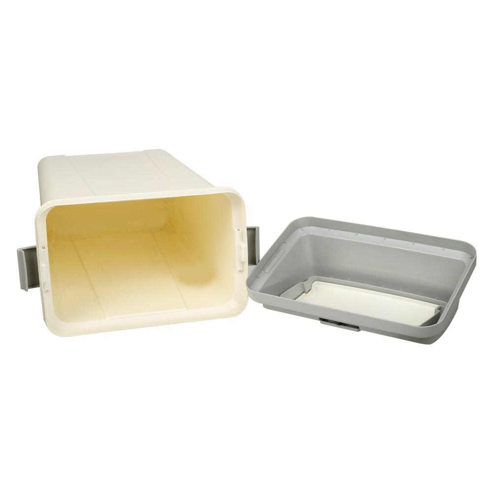 ถังขยะเหลี่ยม หน้าแคบ ฝากดสปริง PN 45L สีขาว/เทา