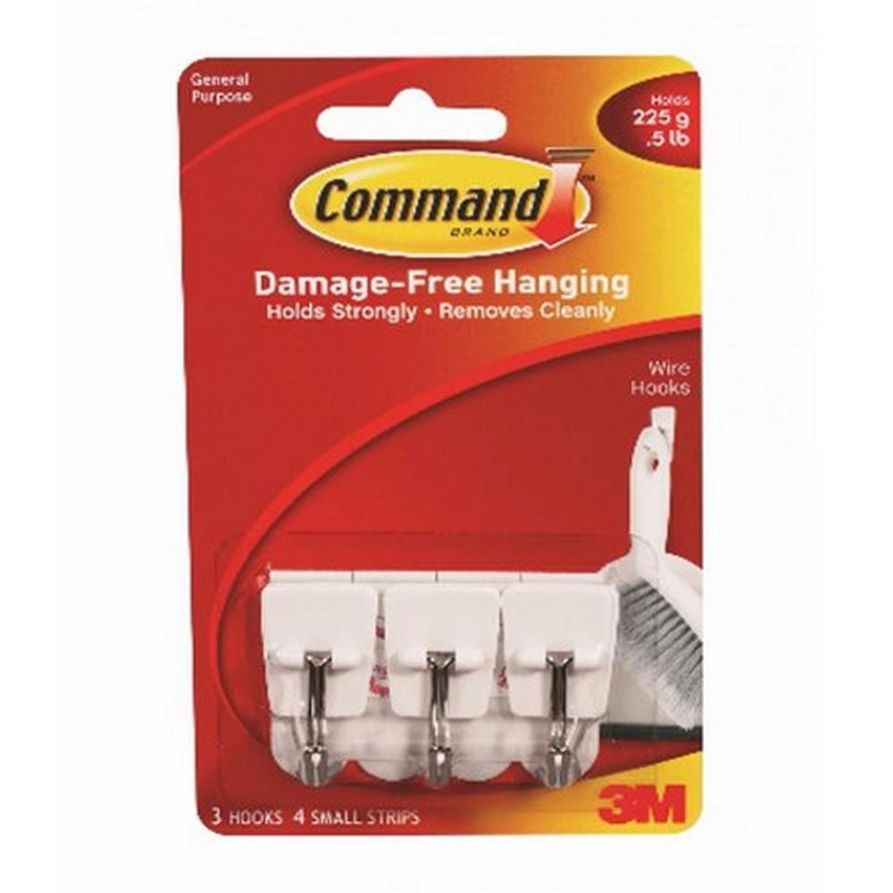 แผ่นเทปกาวคอมมานด์พร้อมตะขอแกนเหล็ก 3M 17067 สีขาว