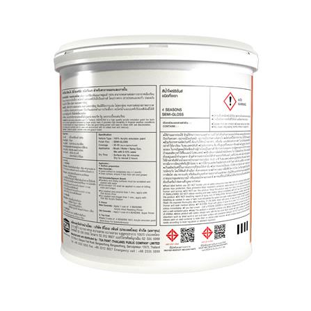 สีน้ำทาภายนอก ชนิดกึ่งเงา TOA 4 SEASONS สีขาว #AG1000 5 แกลลอน_2