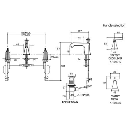 ก๊อกอ่างล้างหน้าผสม KOHLER K-454X-4V-CP_1