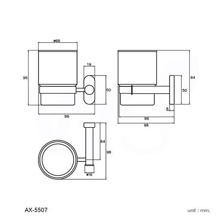 ที่ใส่แปรงสีฟันพร้อมแก้ว WS AX-5507 สเตนเลส_1