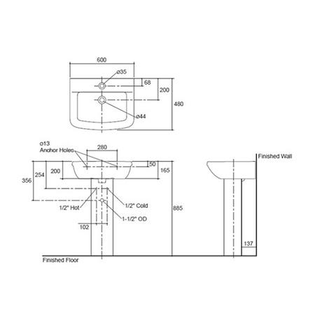 อ่างล้างหน้าแขวน KOHLER K-17156X สีขาว_1