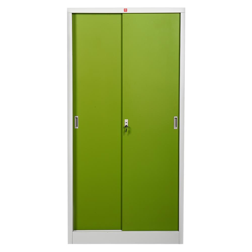 ตู้เหล็กสูงบานเลื่อนทึบ LUCKY WORLD KSS-914-GG สีเขียว