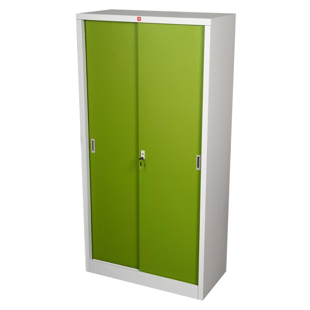 ตู้เหล็กสูงบานเลื่อนทึบ LUCKY WORLD KSS-914-GG สีเขียว