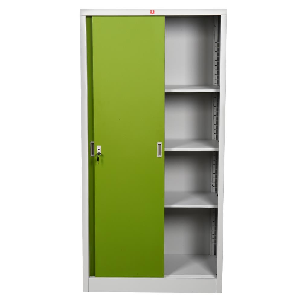 ตู้เหล็กสูงบานเลื่อนทึบ LUCKY WORLD KSS-914-GG สีเขียว