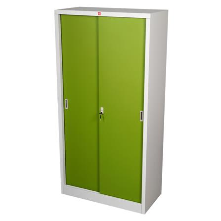 ตู้เหล็กสูงบานเลื่อนทึบ LUCKY WORLD KSS-914-GG สีเขียว_1