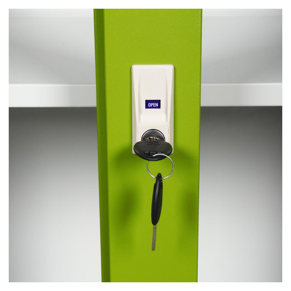 ตู้เหล็กสูงบานเลื่อนกระจก LUCKY WORLD KSG-914-GG สีเขียว