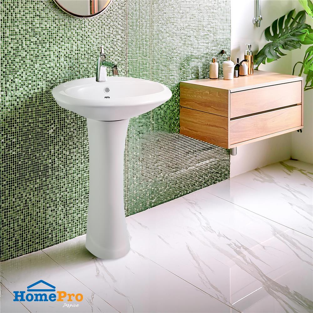 อ่างล้างหน้า พร้อมขาตั้ง MOYA 830 สีขาว