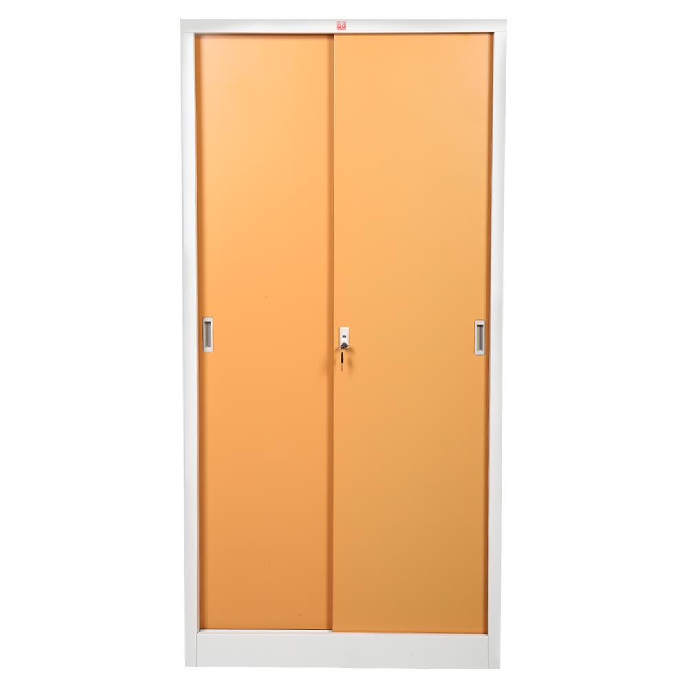 ตู้เหล็กสูงบานเลื่อนทึบ LUCKY WORLD KSS-914-EG สีน้ำตาล