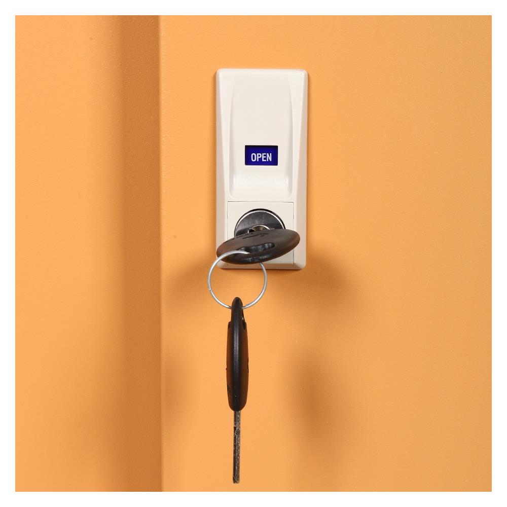 ตู้เหล็กสูงบานเลื่อนทึบ LUCKY WORLD KSS-914-EG สีน้ำตาล