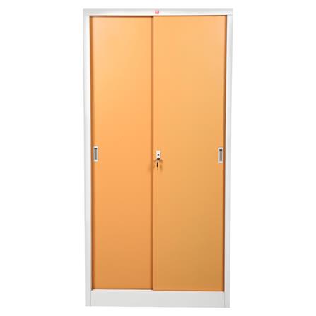 ตู้เหล็กสูงบานเลื่อนทึบ LUCKY WORLD KSS-914-EG สีน้ำตาล