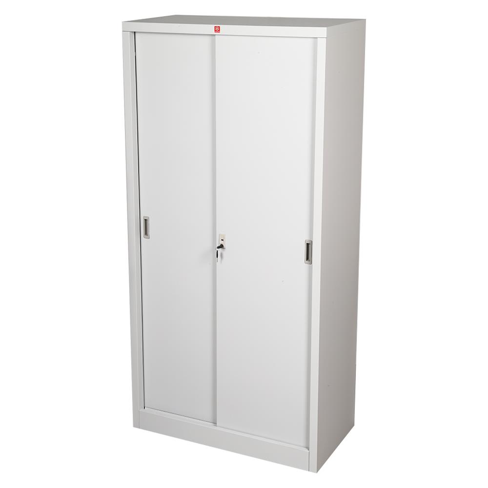 ตู้เหล็กสูงบานเลื่อนทึบ LUCKY WORLD KSS-914 สีเทาทราย