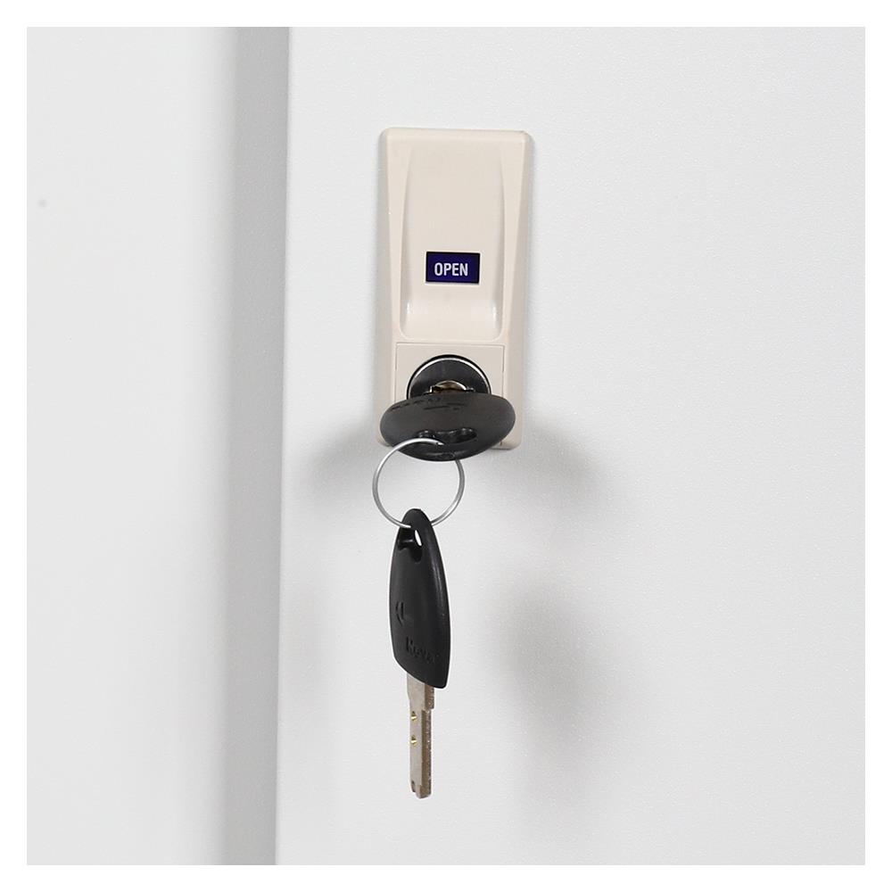 ตู้เหล็กสูงบานเลื่อนทึบ LUCKY WORLD KSS-914 สีเทาทราย