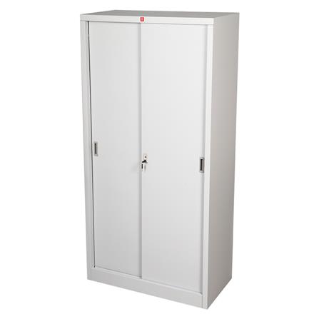 ตู้เหล็กสูงบานเลื่อนทึบ LUCKY WORLD KSS-914 สีเทาทราย_1