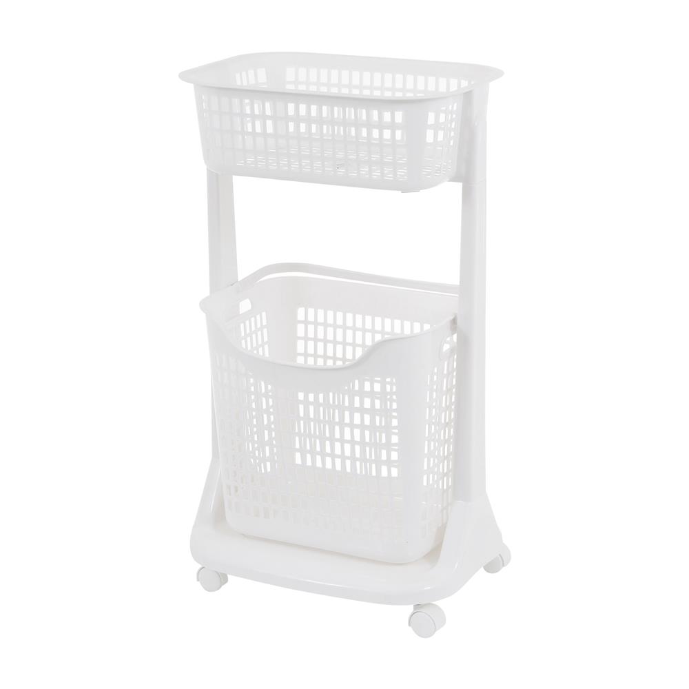 ตะกร้าผ้าเหลี่ยมมีล้อ2 ชั้น API 1020 ขาว