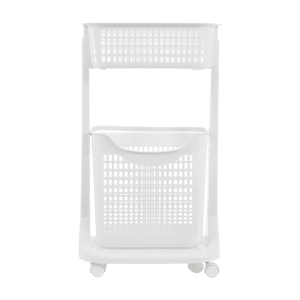 ตะกร้าผ้าเหลี่ยมมีล้อ2 ชั้น API 1020 ขาว