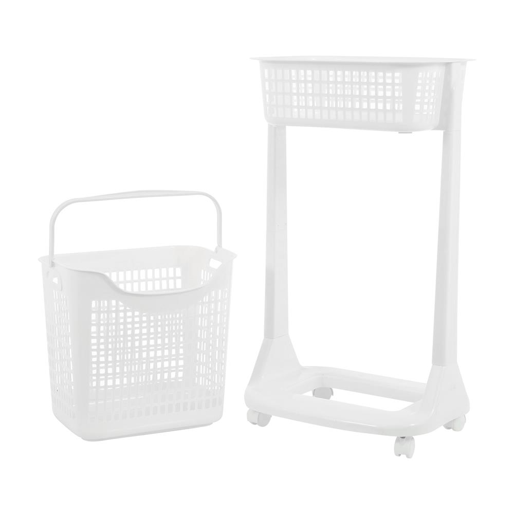 ตะกร้าผ้าเหลี่ยมมีล้อ2 ชั้น API 1020 ขาว