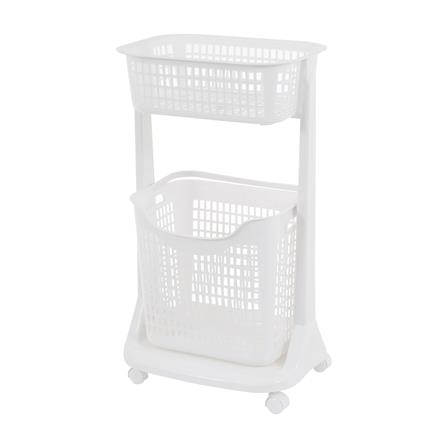 ตะกร้าผ้าเหลี่ยมมีล้อ2 ชั้น API 1020 ขาว