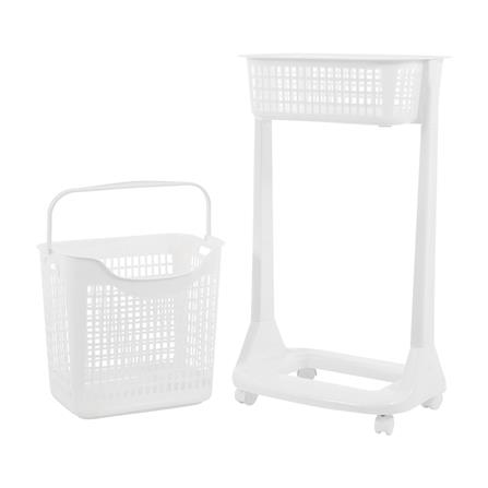 ตะกร้าผ้าเหลี่ยมมีล้อ2 ชั้น API 1020 ขาว_2