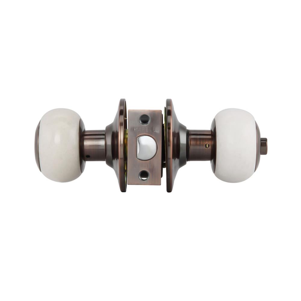 ลูกบิดห้องน้ำ หัวจัน HAFELE 489.93.716 สีหินอ่อนขาว+สีทองแดงรมดำ