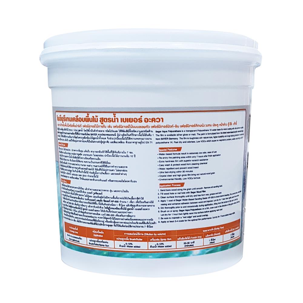 โพลียูรีเทนภายใน BEGER AQUA AP180 1K ด้าน 1/4 แกลลอน